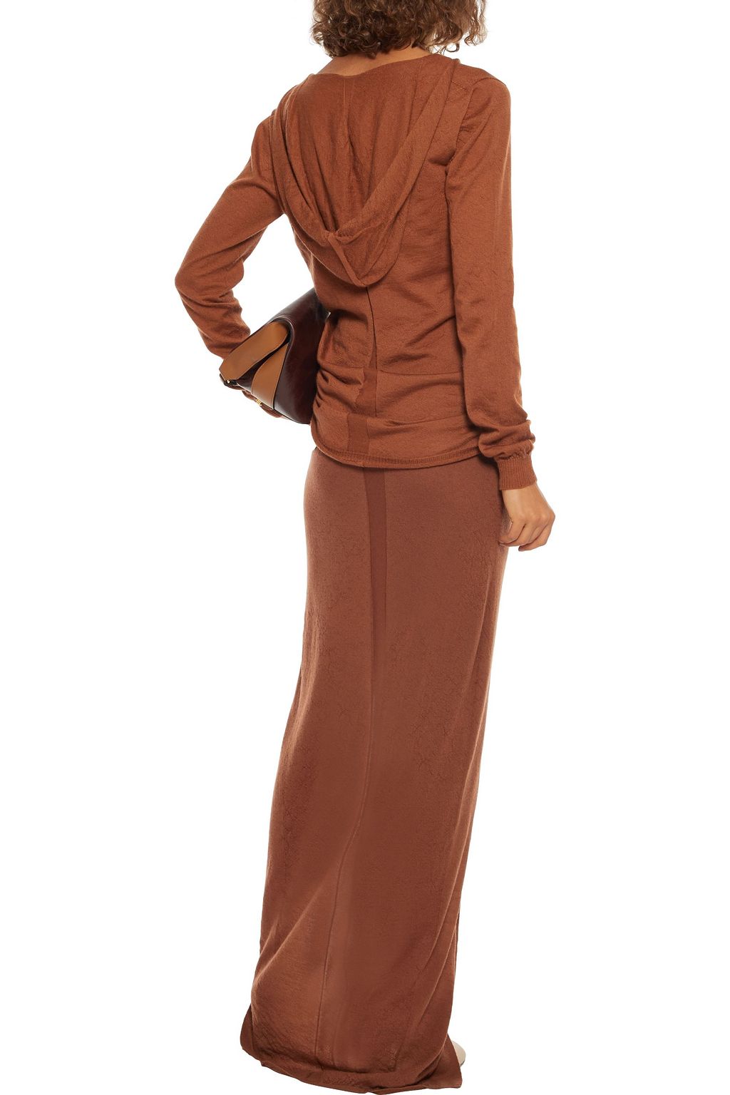 RICK OWENS Grace draped brushed cashmere maxi skirt