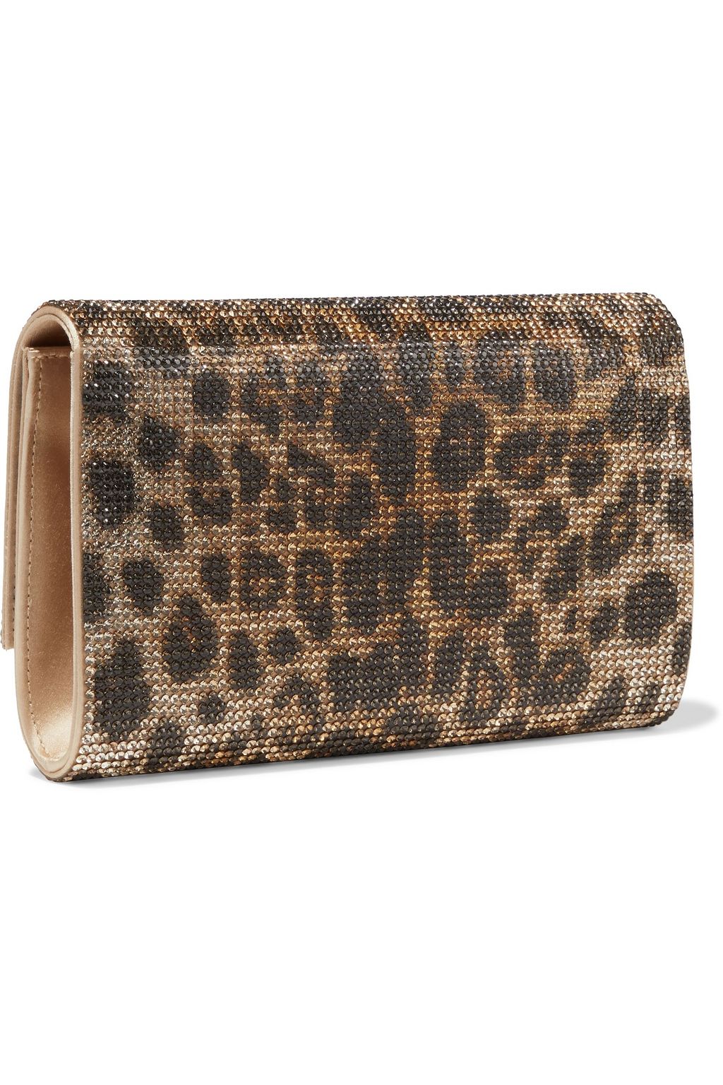 JUDITH LEIBER COUTURE Crystal-embellished leopard-print satin clutch