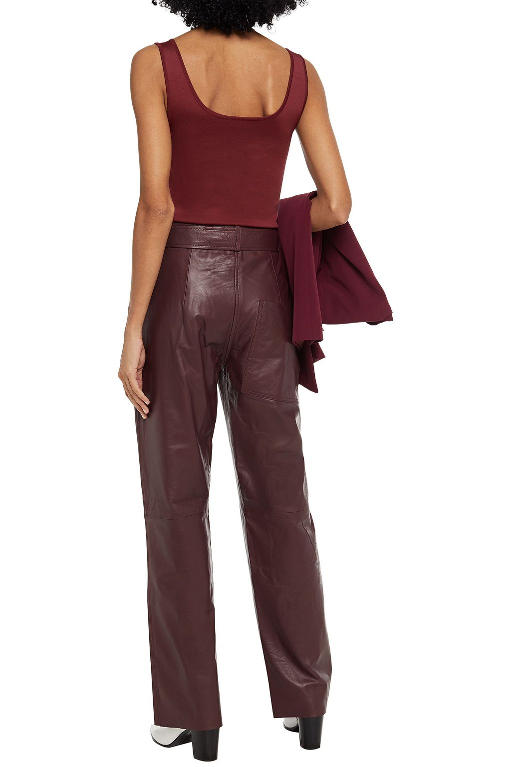 MUUBAA Boston belted leather straight-leg pants