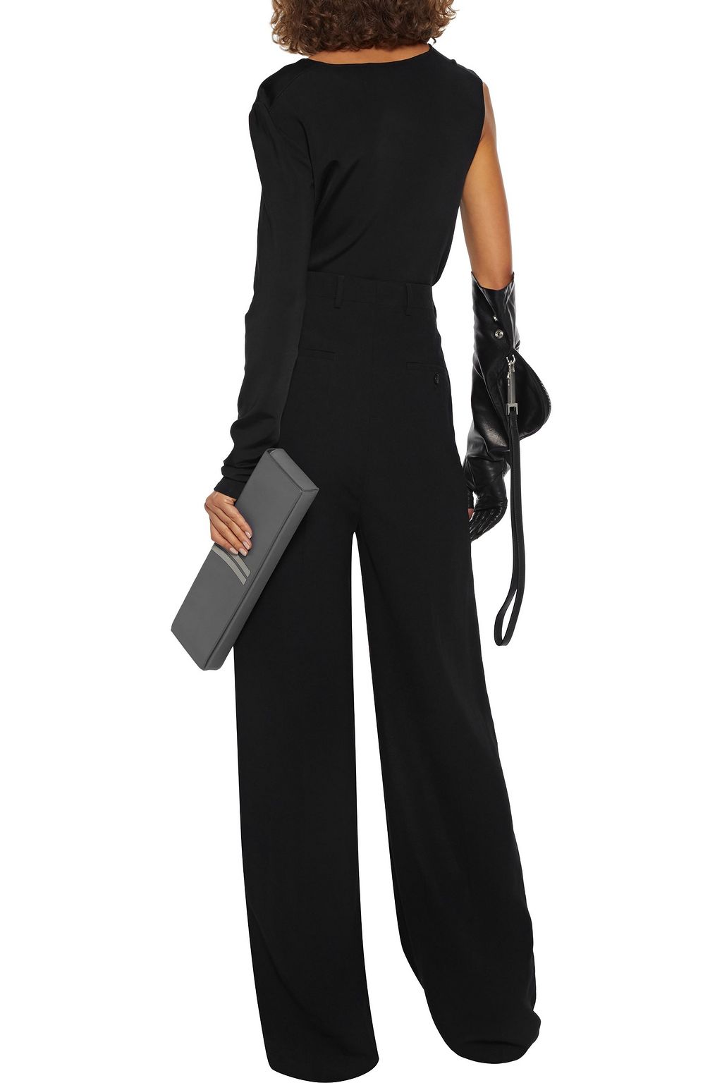 RICK OWENS Loose Tux satin-trimmed wool-blend crepe wide-leg pants
