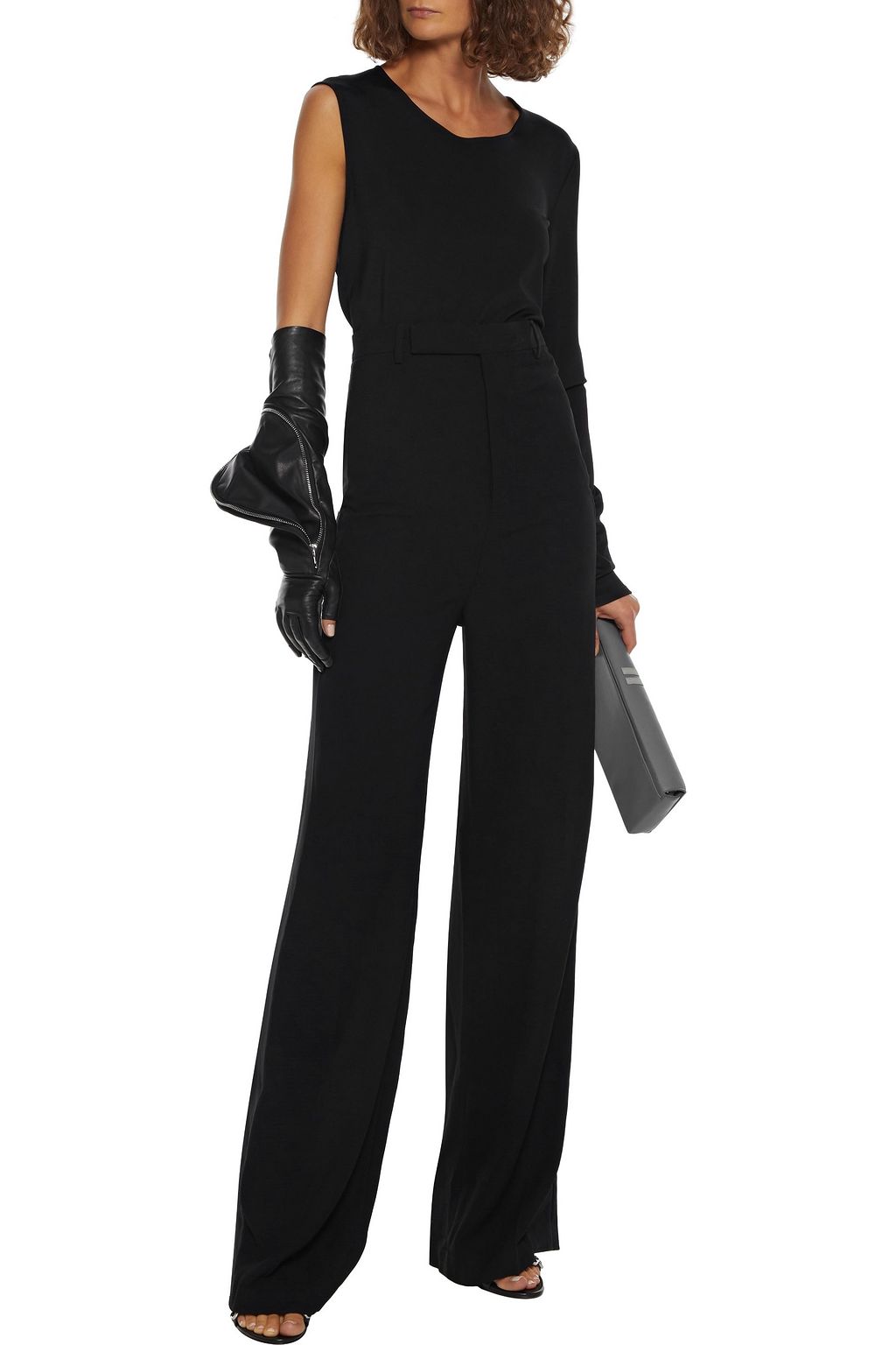RICK OWENS Loose Tux satin-trimmed wool-blend crepe wide-leg pants