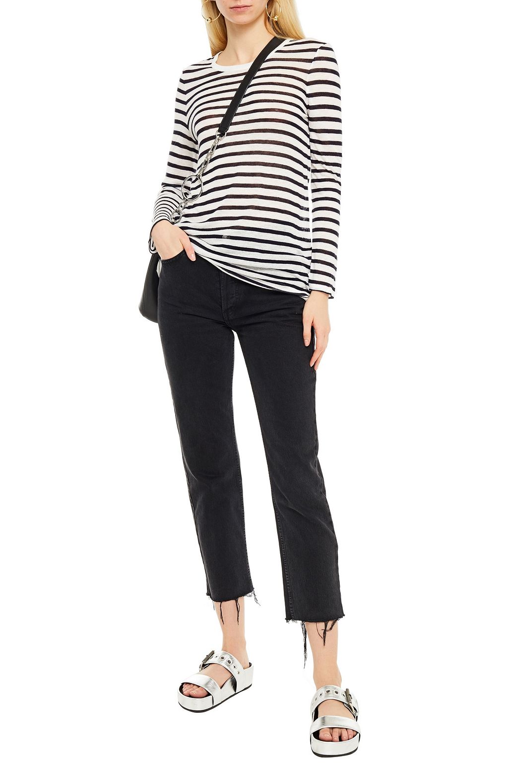 ALEXANDERWANG.T Striped slub jersey top