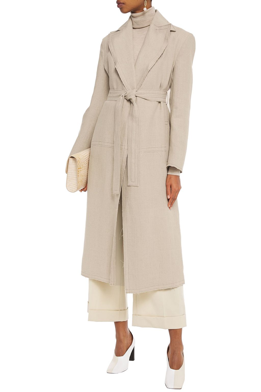 LVIR Belted linen-canvas coat