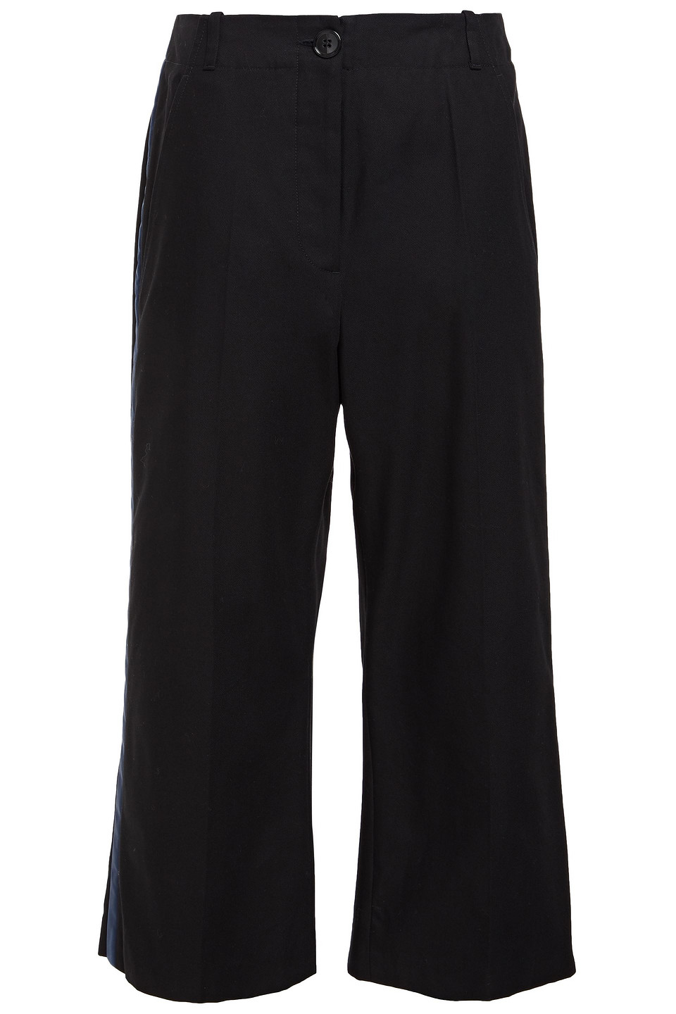 Mm6 Maison Margiela Woman Cropped Satin-trimmed Cotton-twill Wide-leg Pants Black Size 40