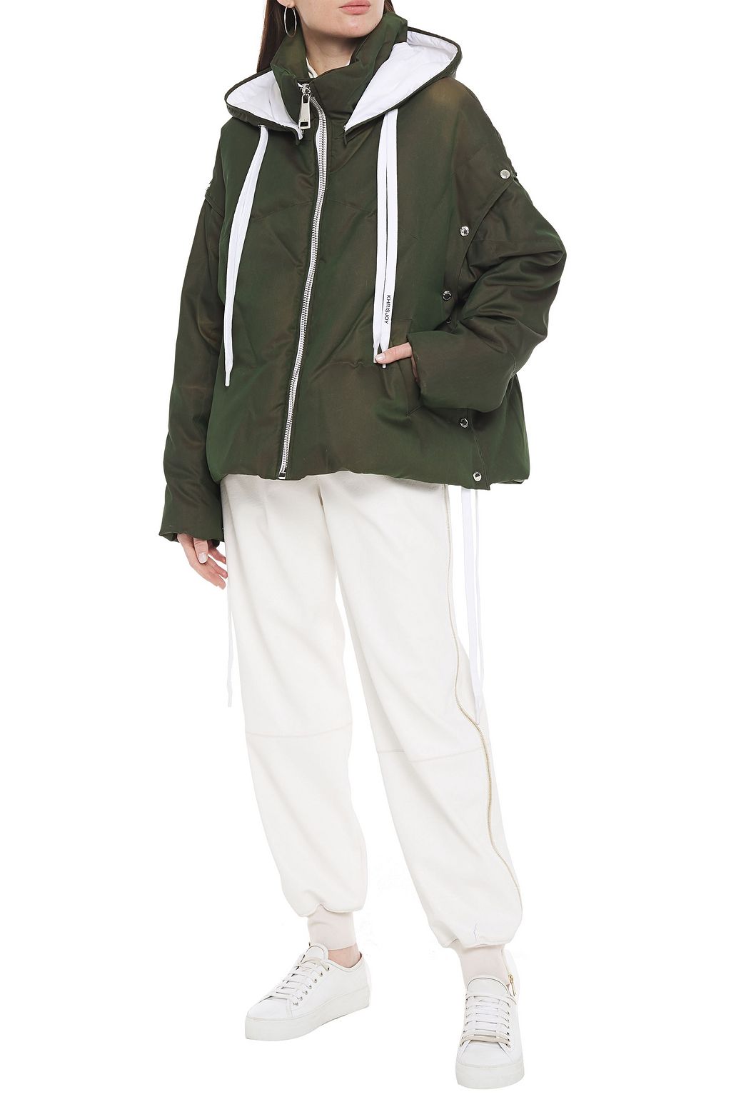 KHRISJOY Oversized quilted shell hooded down jacket