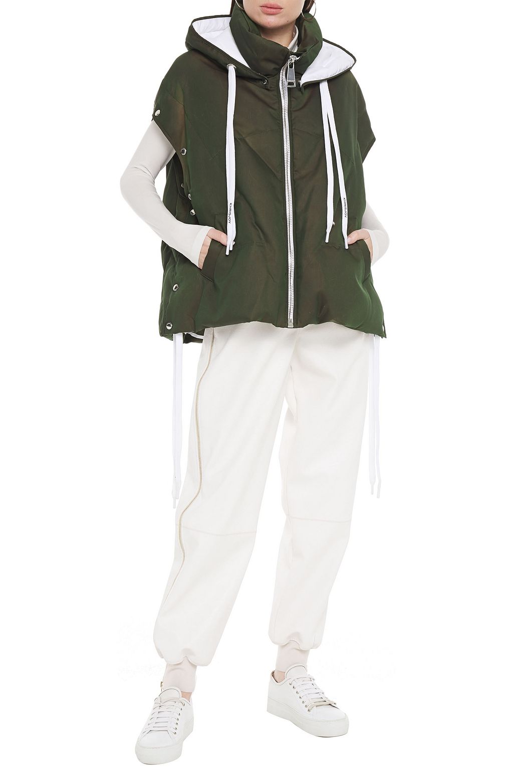 KHRISJOY Oversized quilted shell hooded down jacket