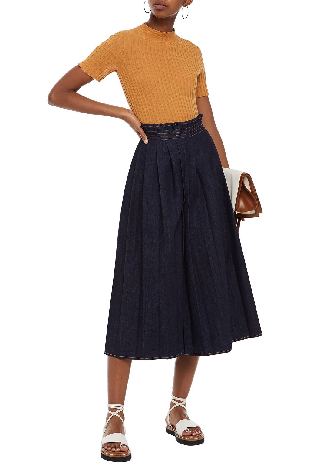 MM6 MAISON MARGIELA Pleated denim culottes