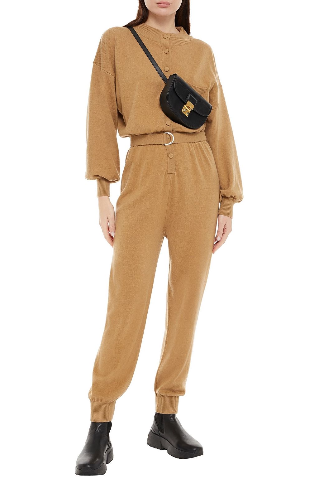 CORDOVA Belted wool, silk and cashmere-blend jumpsuit