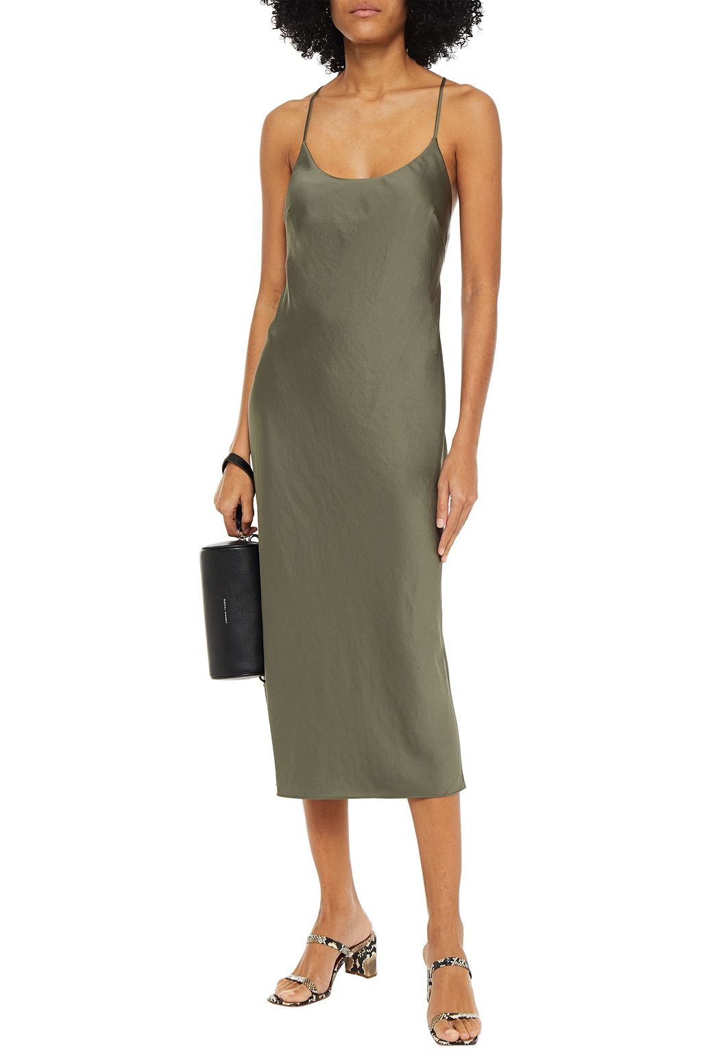 army green slip dress