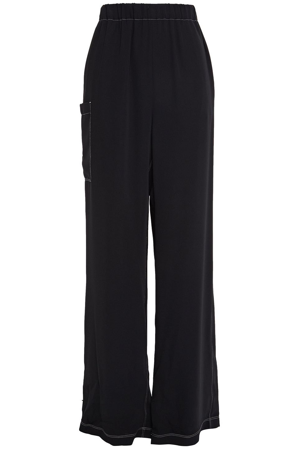 Mm6 Maison Margiela Woman Satin-trimmed Cady Wide-leg Pants Black Size 42