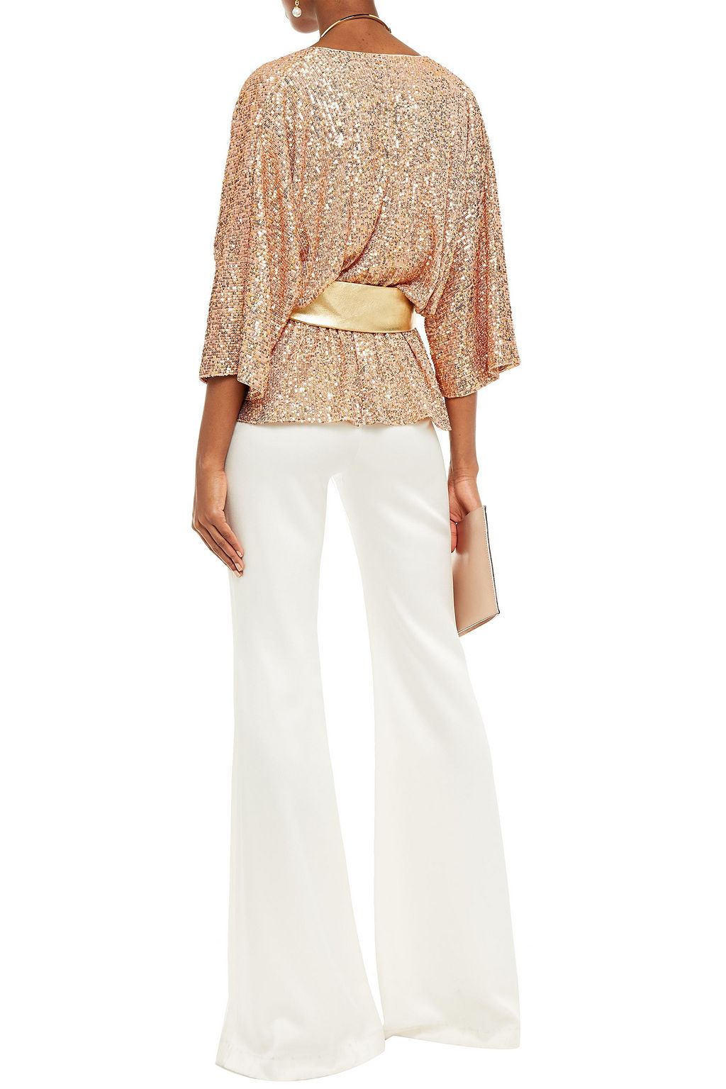 RACHEL ZOE Metallic leather-trimmed gathered sequined tulle jacket ...