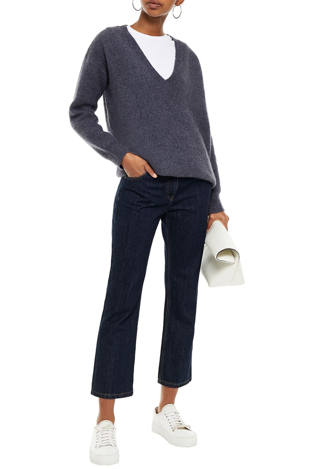 JAMES PERSE Ribbed cashmere and silk-blend sweater