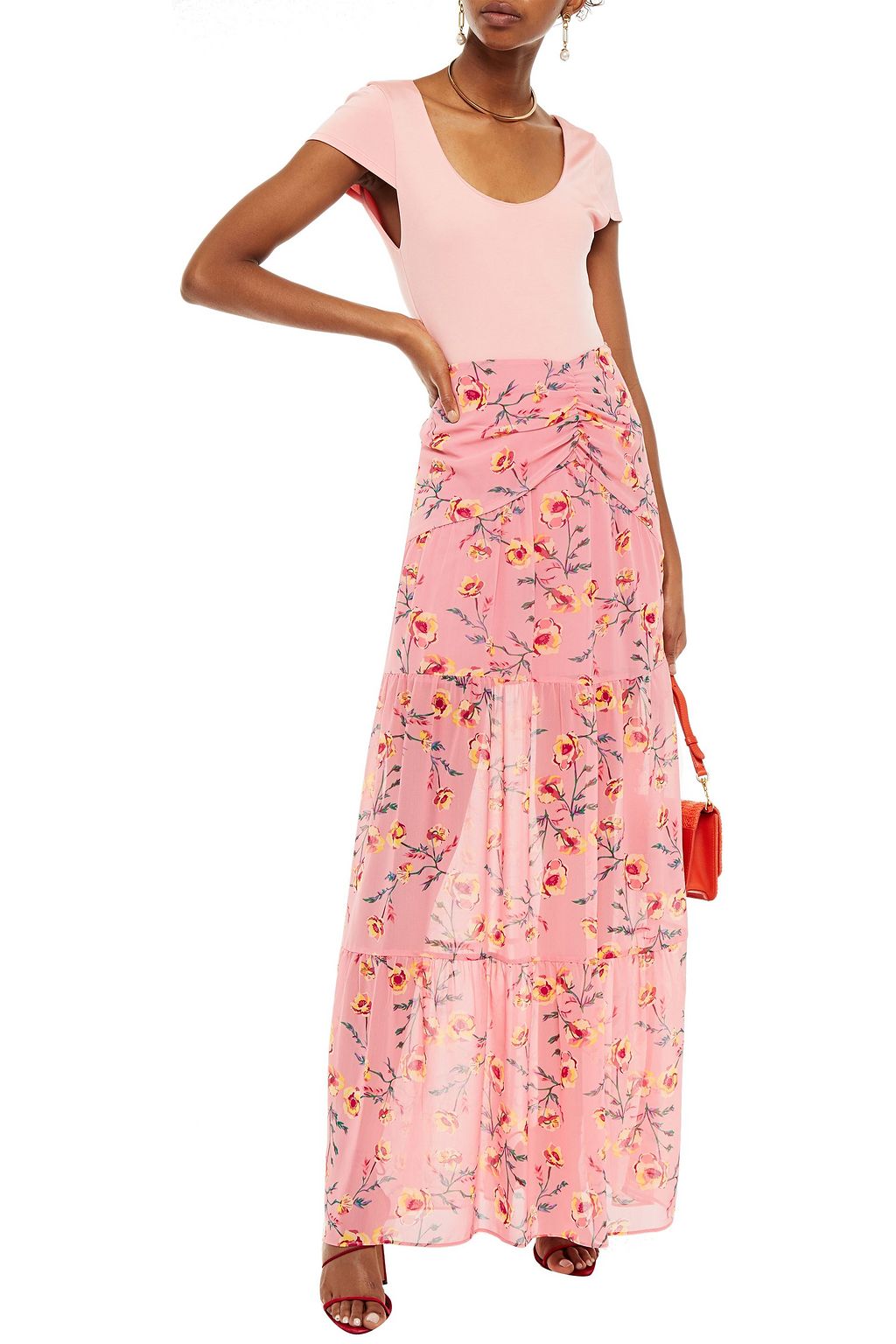 RACHEL ZOE Tiered ruched floral-print georgette maxi skirt | Sale up to 70% off | THE OUTNET