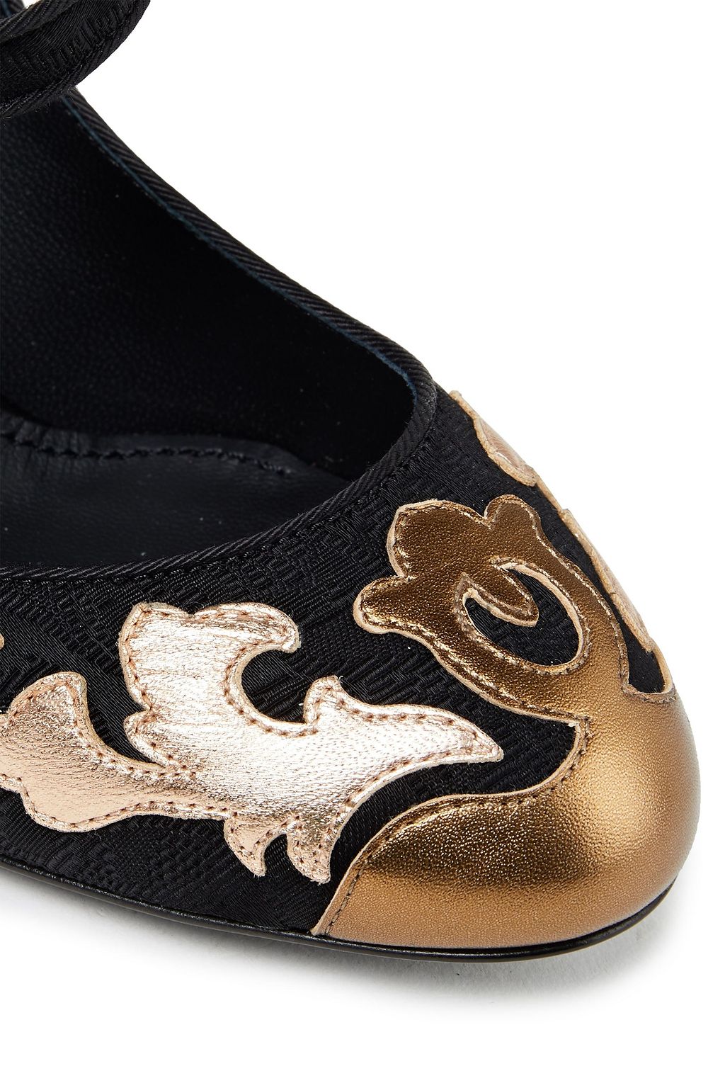 DOLCE&GABBANA Metallic leather-appliquéd jacquard Mary Jane pumps