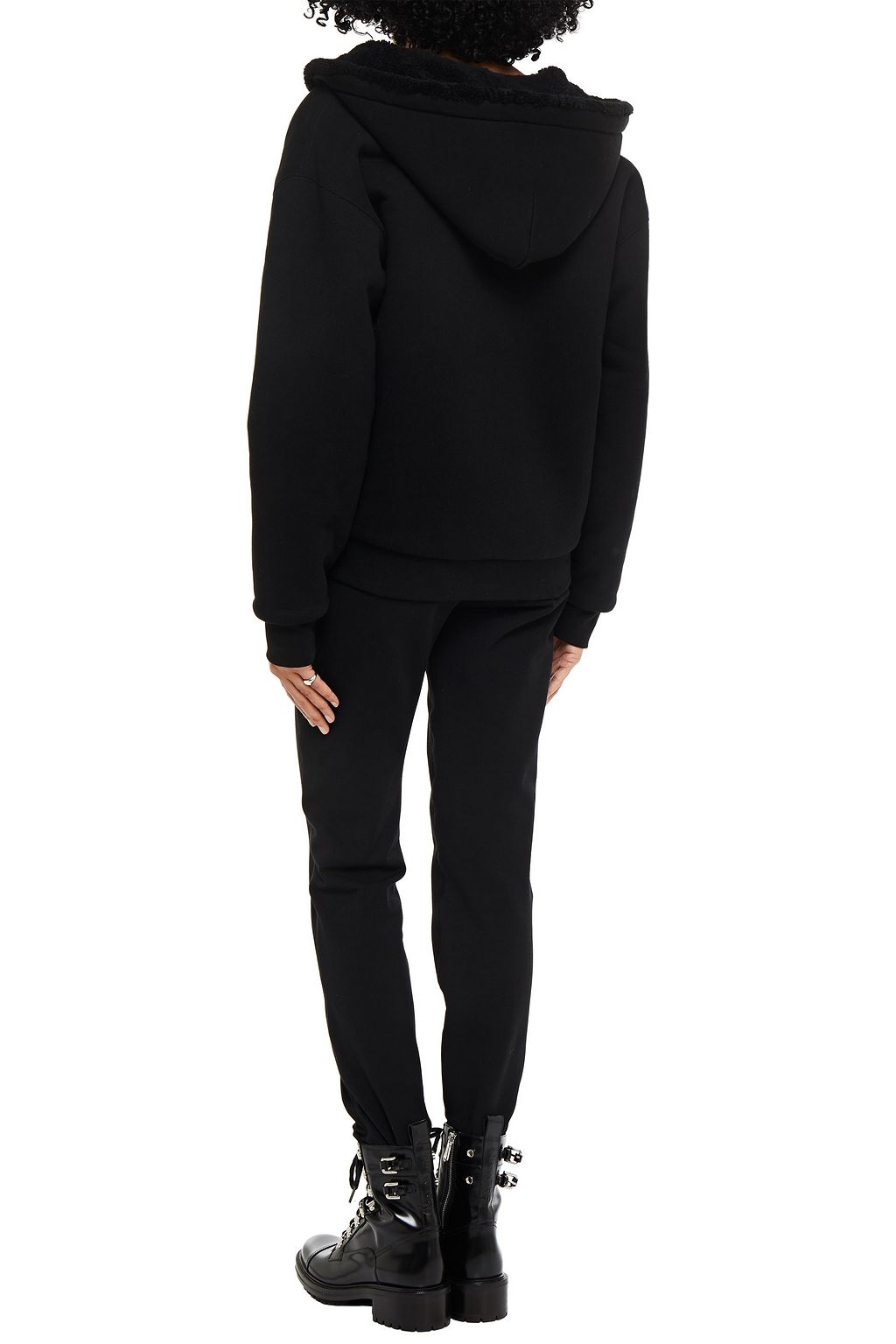 ALEXANDERWANG.T Reversible shearling-lined French cotton-terry hoodie