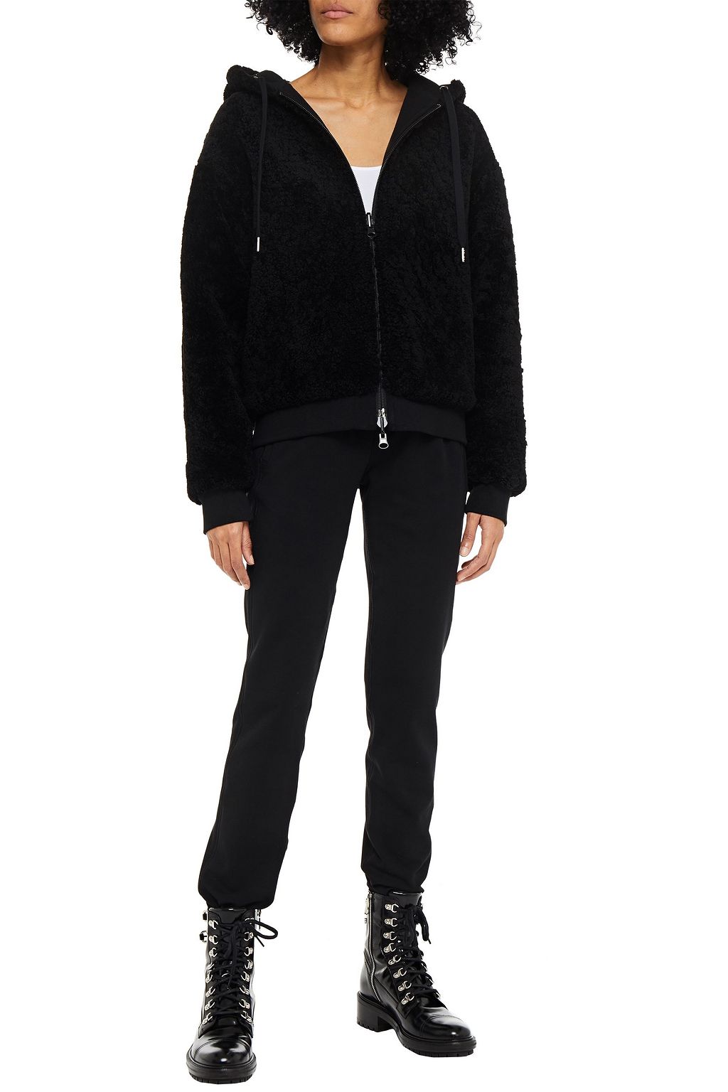 ALEXANDERWANG.T Reversible shearling-lined French cotton-terry hoodie