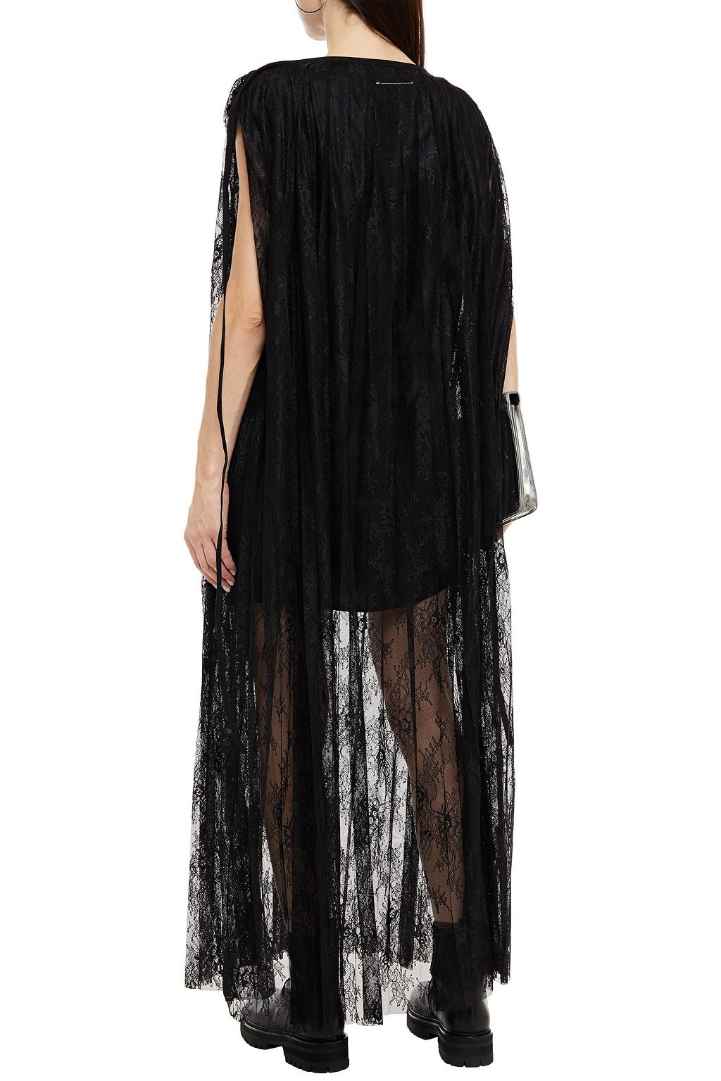 MM6 MAISON MARGIELA Pleated Chantilly lace maxi dress