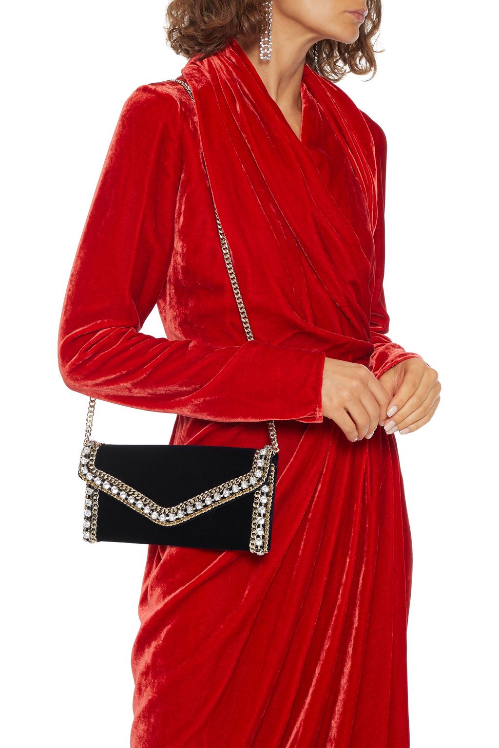 JUDITH LEIBER COUTURE Embellished velvet envelope clutch