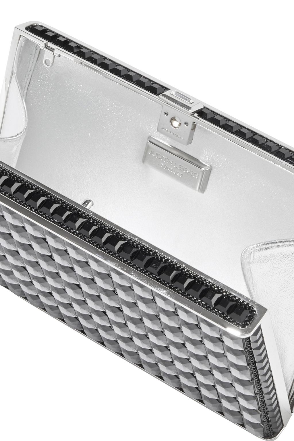 JUDITH LEIBER COUTURE Crystal-embellished silver-tone box clutch