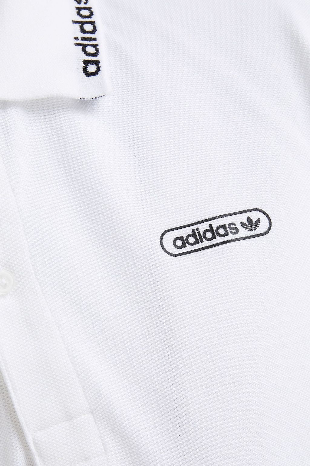 ADIDAS ORIGINALS Logo jacquard-trimmed printed cotton-piqué polo shirt