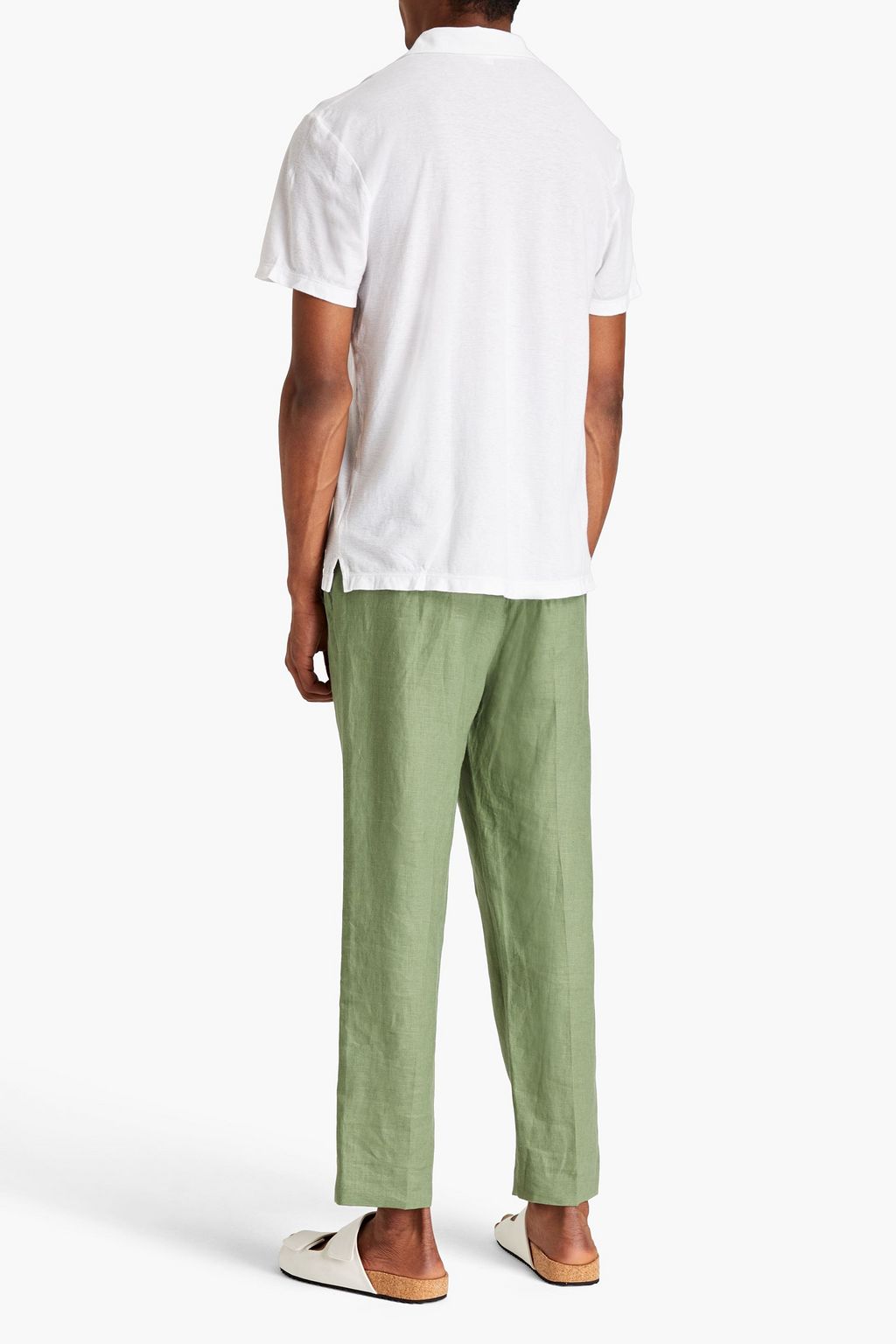 JAMES PERSE Cotton and linen-blend jersey polo shirt