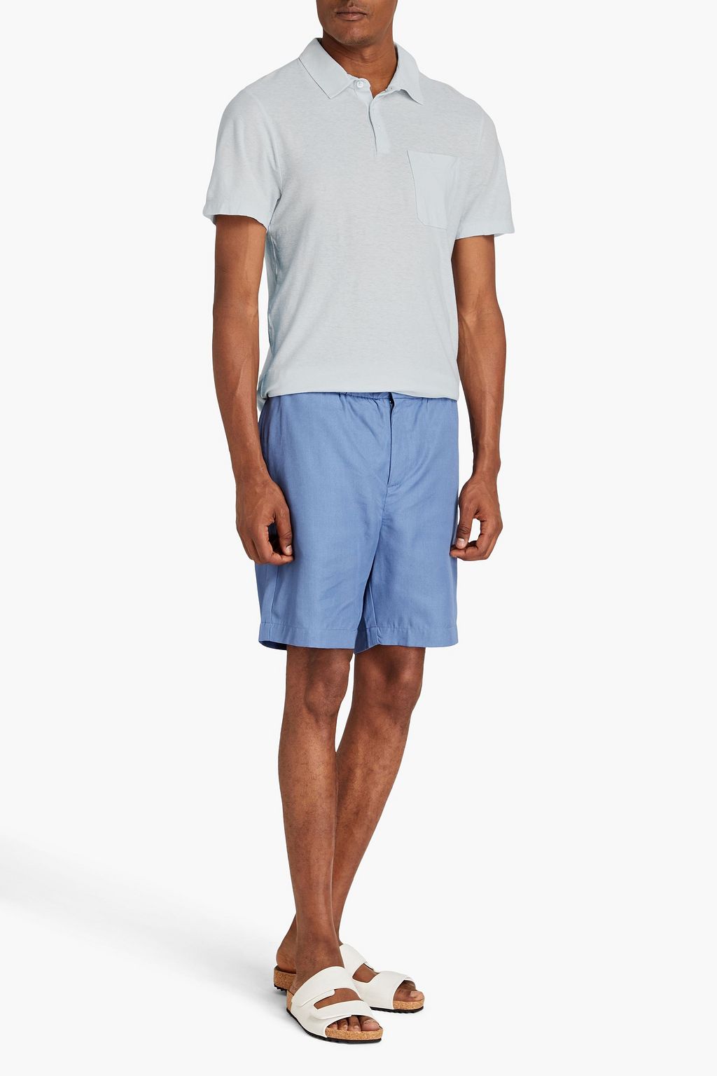 JAMES PERSE Cotton and linen-blend jersey polo shirt