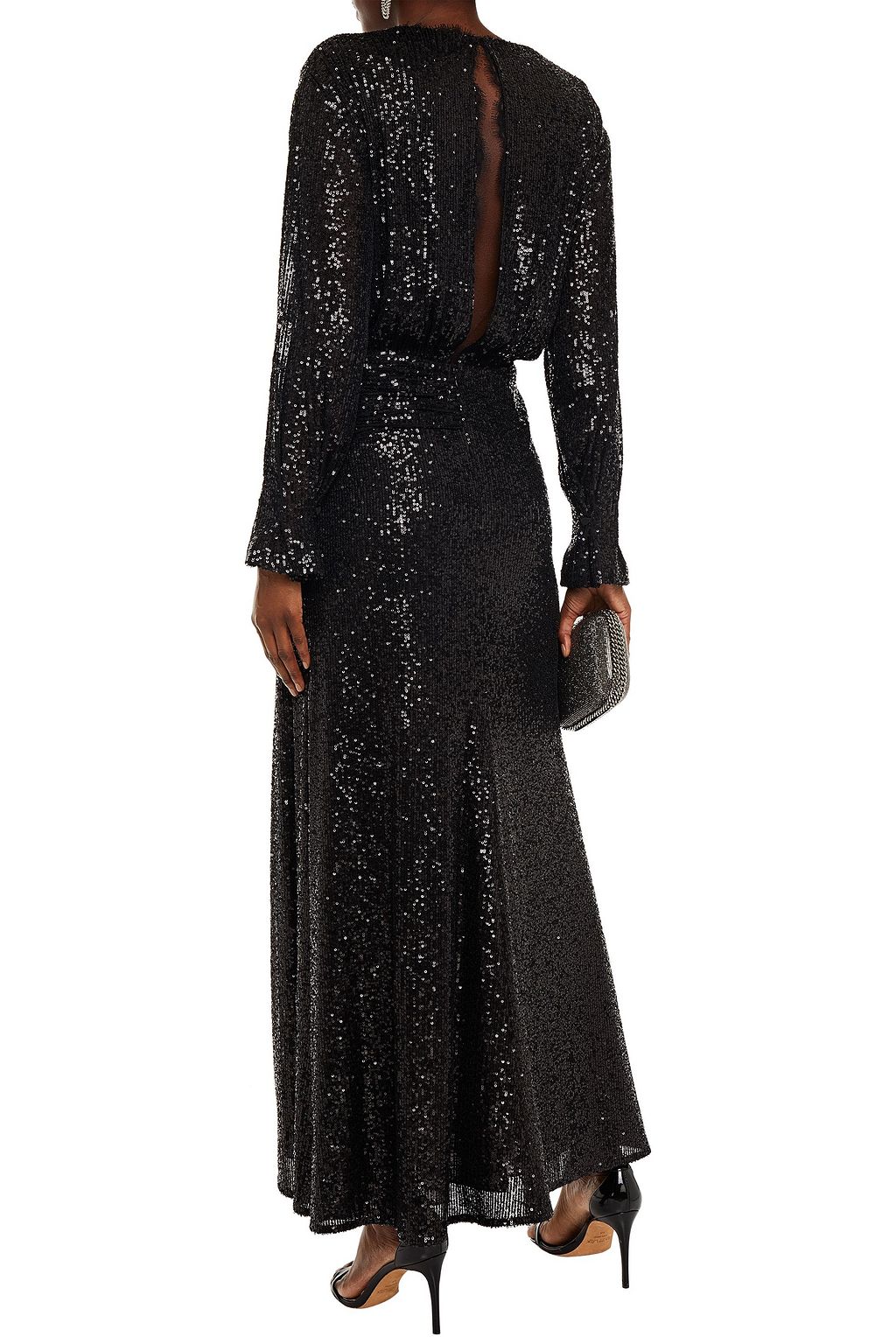 SIMKHAI Wrap-effect sequin-embellished stretch-tulle gown