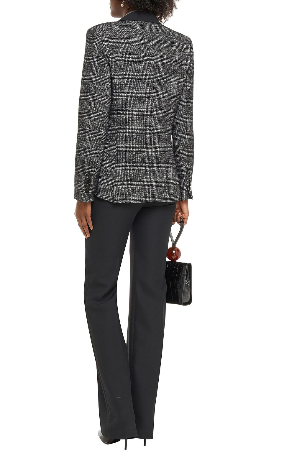 VERONICA BEARD Gia crepe-trimmed Prince of Wales checked jacquard blazer