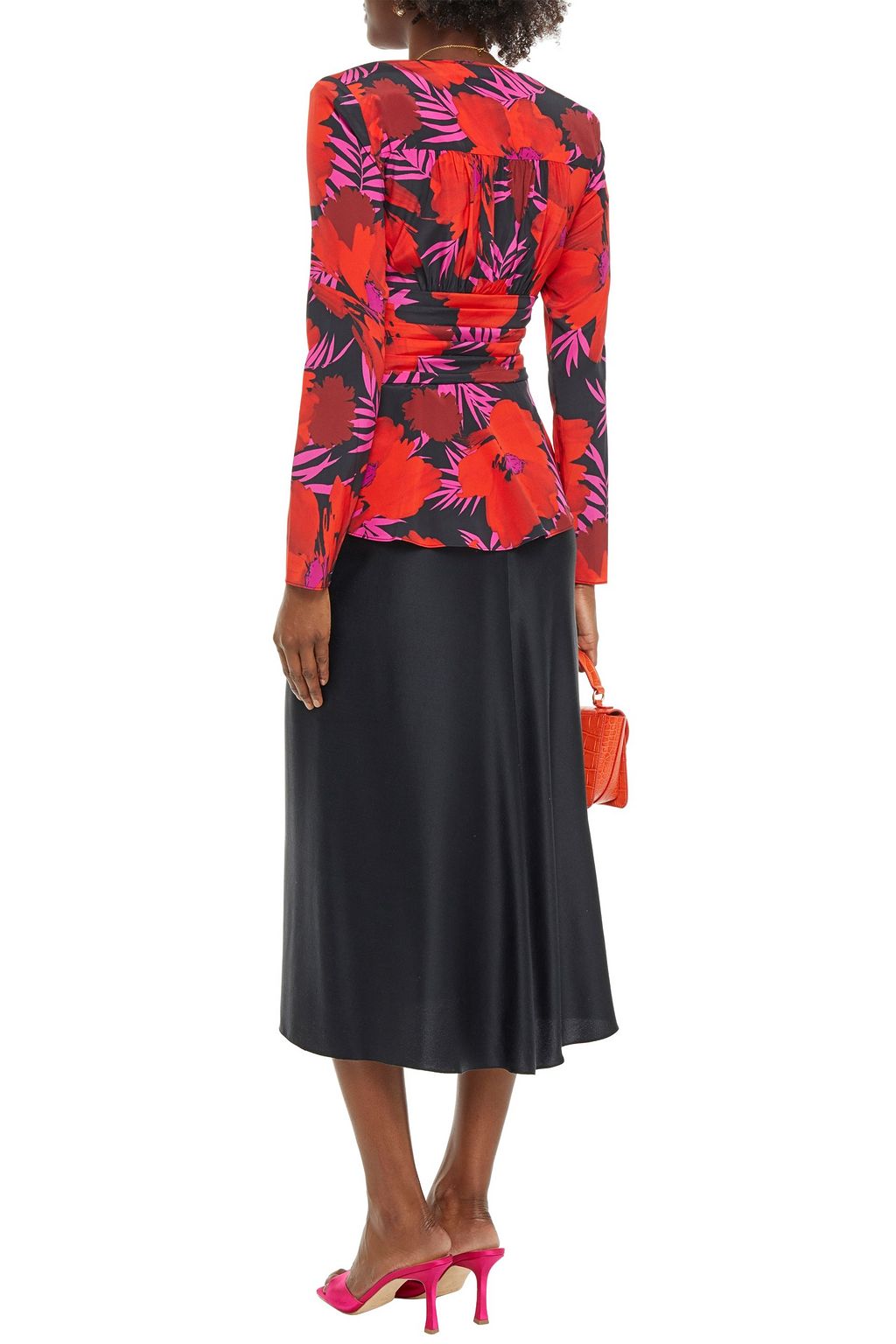 VERONICA BEARD Pevero pleated printed silk-blend crepe de chine blouse