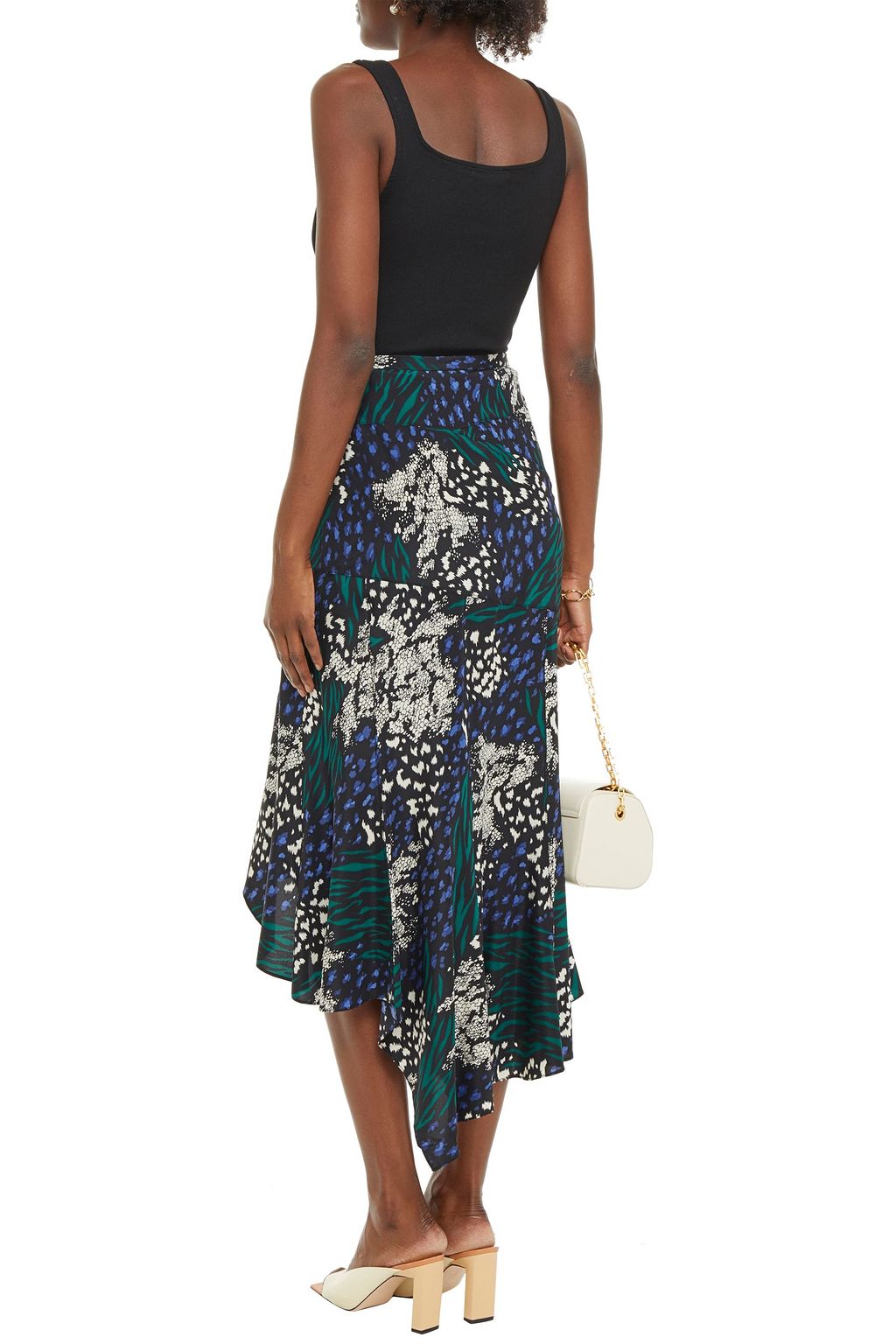 VERONICA BEARD Mac asymmetric printed silk-blend skirt