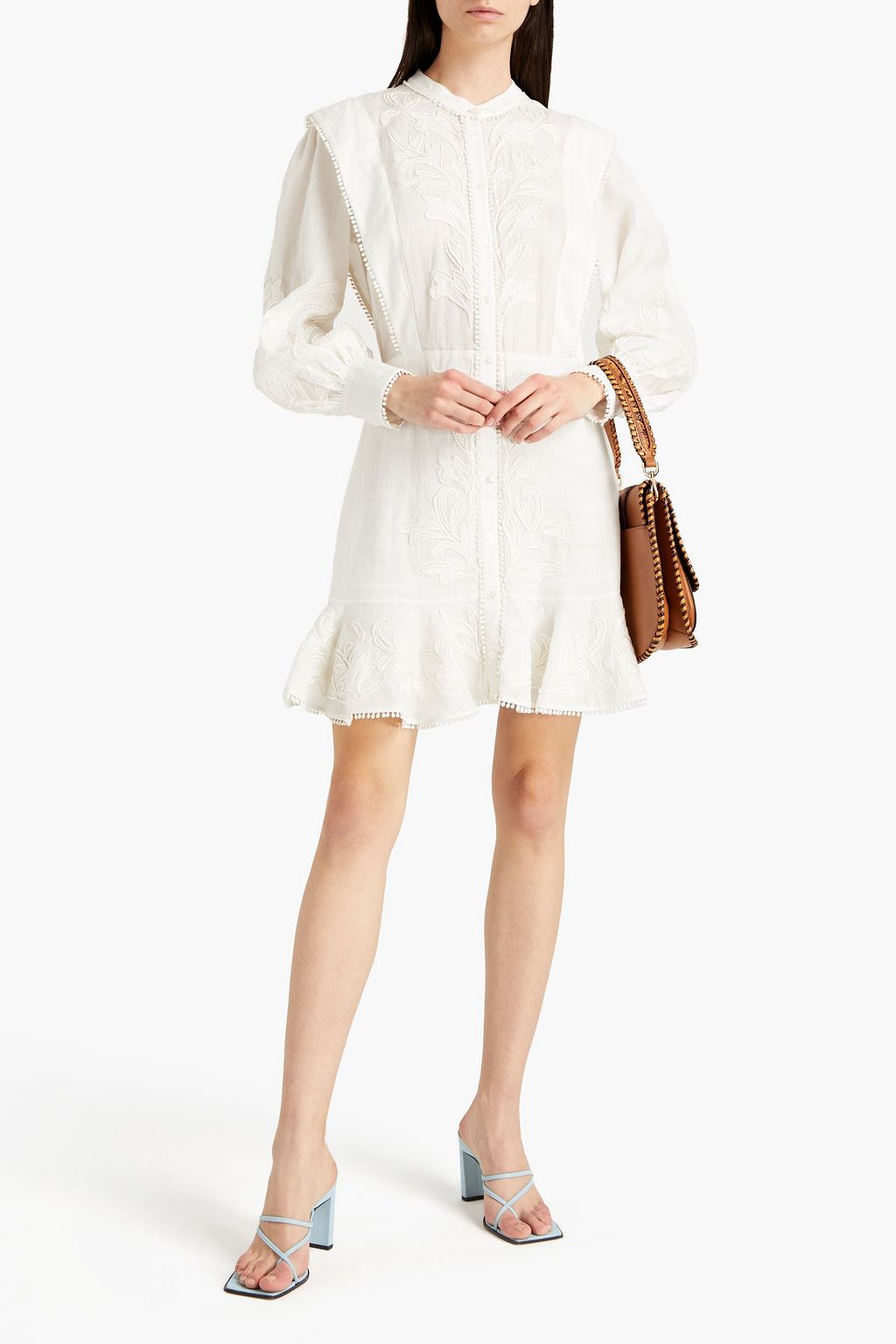 VERONICA BEARD Analeah embellished ramie mini dress