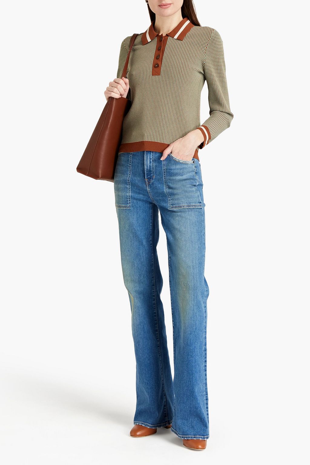 VERONICA BEARD Hildy jacquard-knit polo shirt