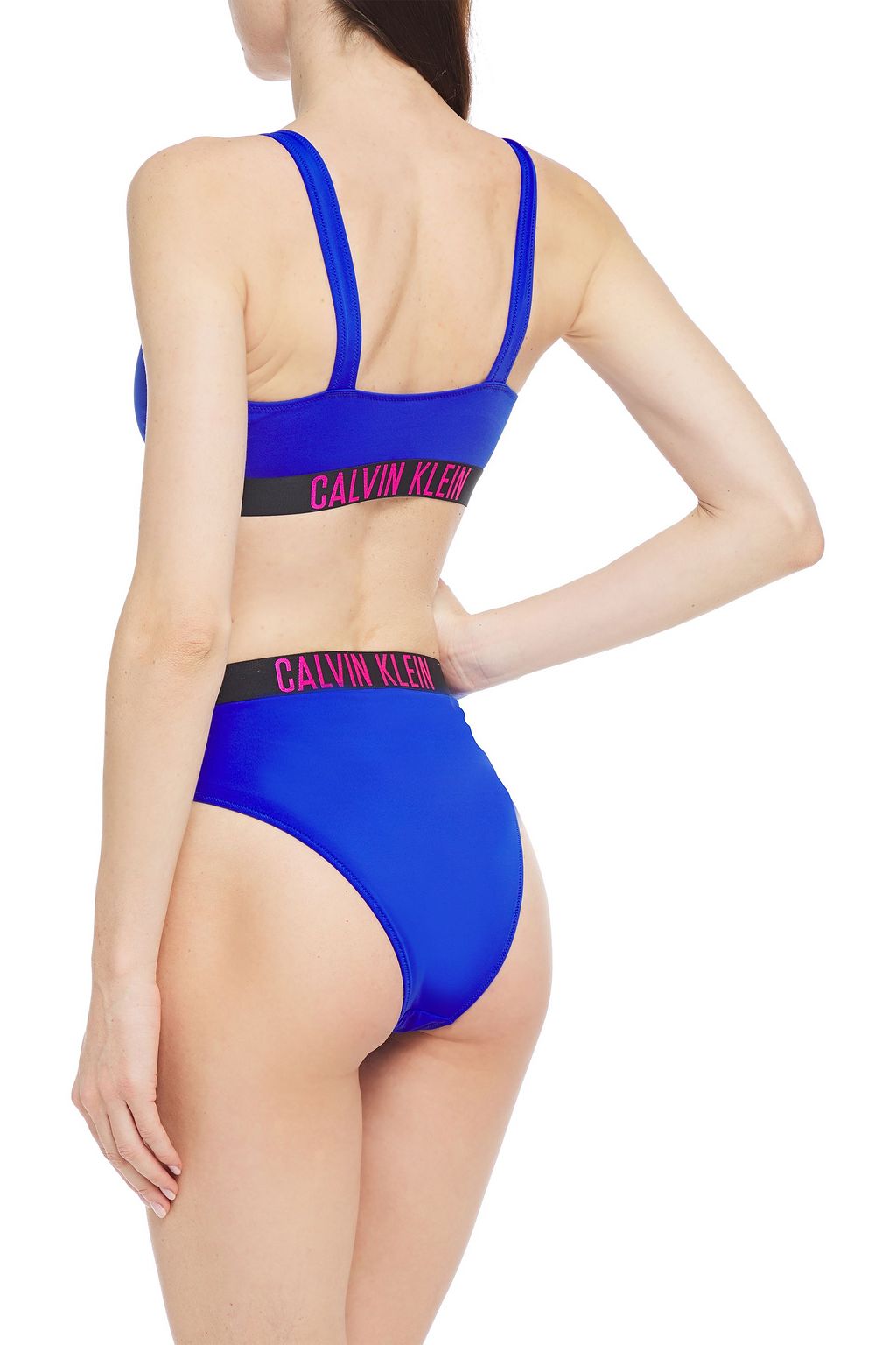 CALVIN KLEIN Monogram-trimmed cutout bikini top