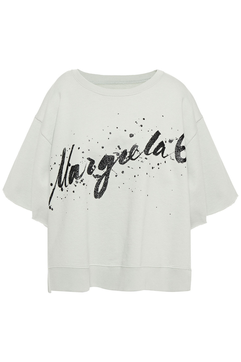 Mm6 Maison Margiela Woman Glitter-embellished Cotton-fleece Top Sage Green Size M