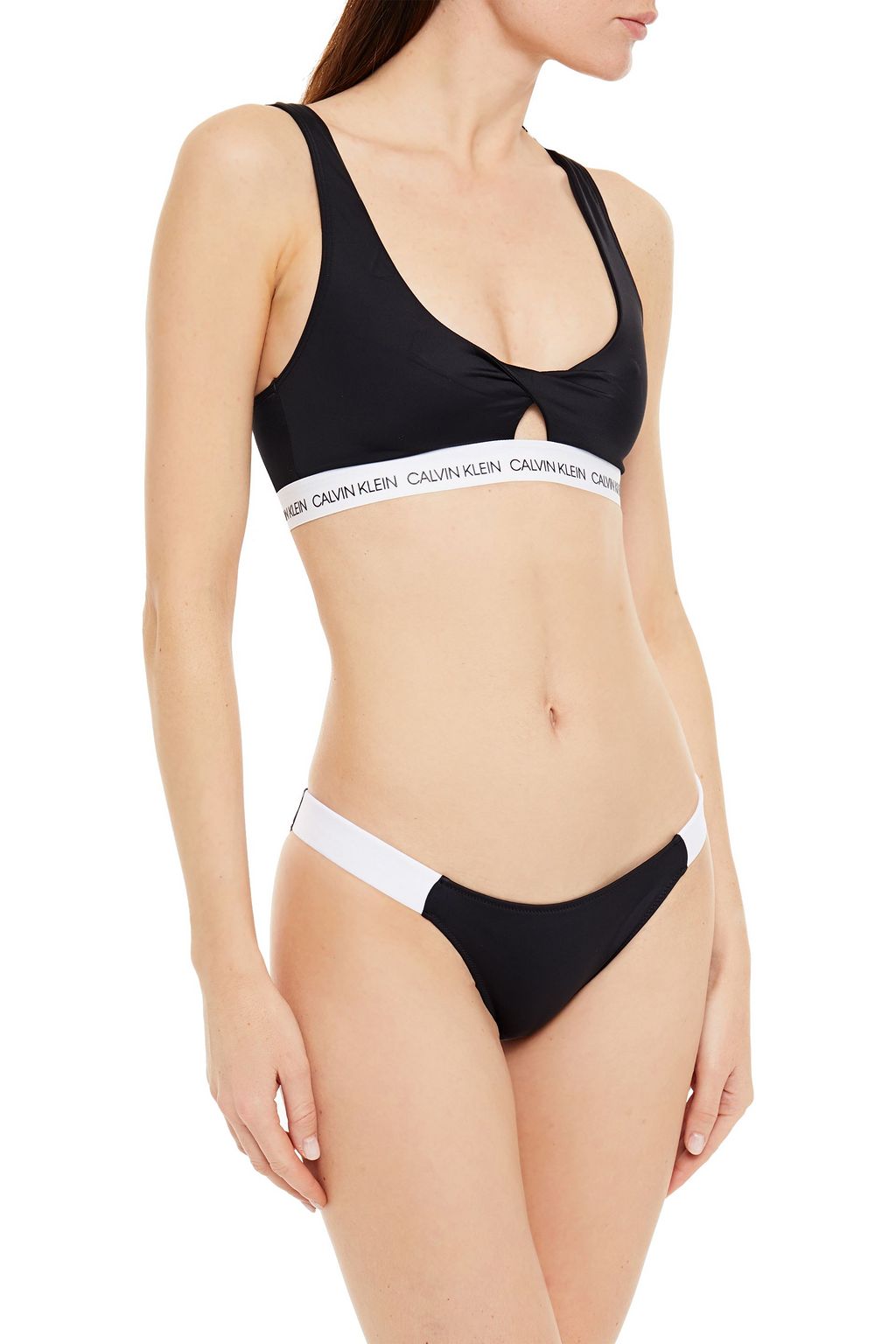 CALVIN KLEIN Cutout printed twist-front bikini top