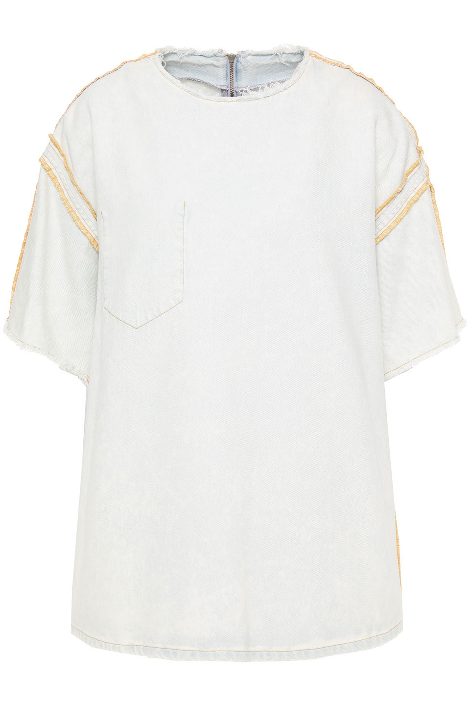 Mm6 Maison Margiela Woman Frayed Denim Top Light Denim Size 40