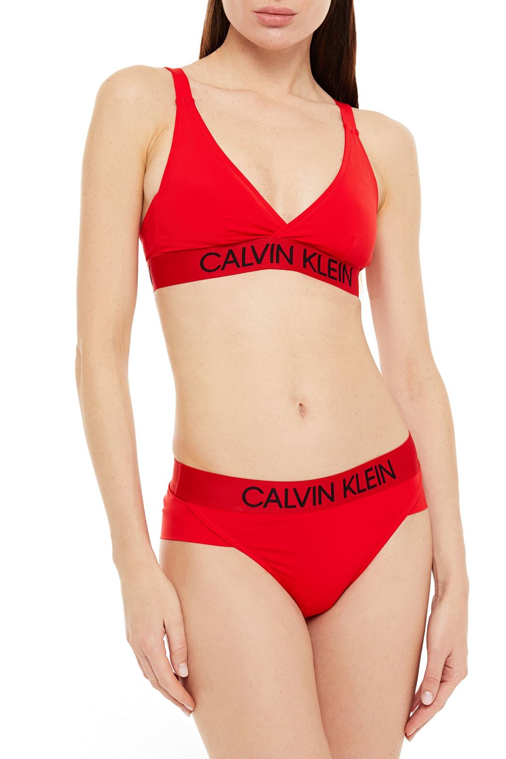 CALVIN KLEIN Printed triangle bikini top