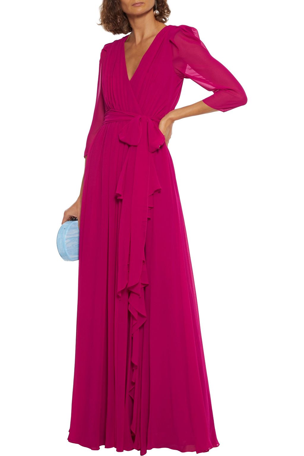 badgley mischka pleated gown