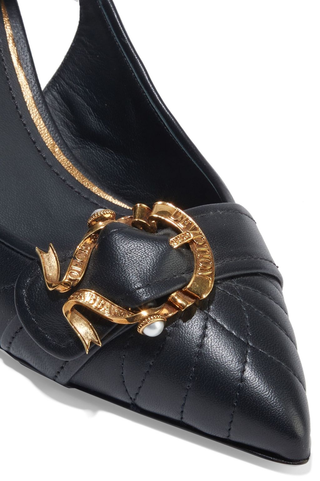 DOLCE&GABBANA Lori buckle-embellished quilted leather slingback pumps