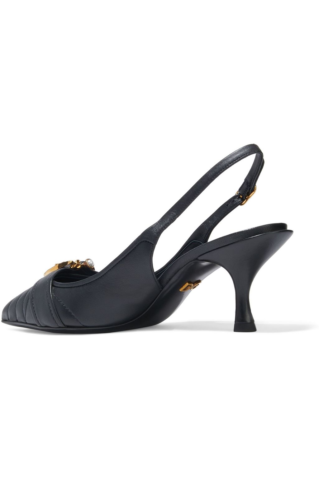 DOLCE&GABBANA Lori buckle-embellished quilted leather slingback pumps