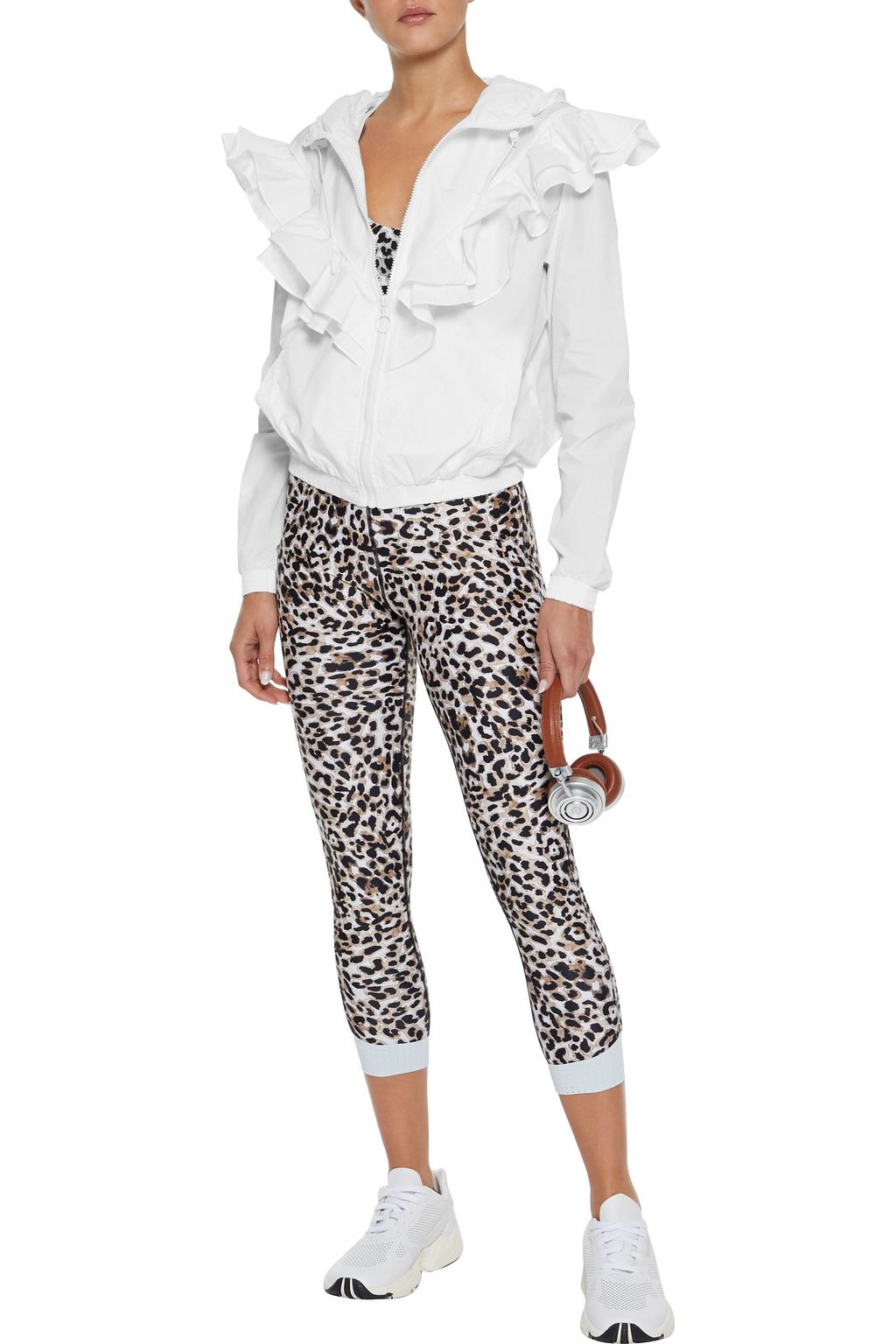 THE UPSIDE Joy ruffled shell hooded track jacket