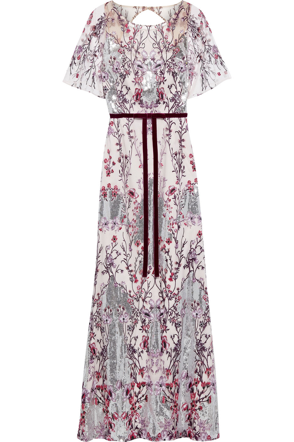 Marchesa Notte Woman Velvet-trimmed Cutout Embellished Tulle Gown Lilac Size 6