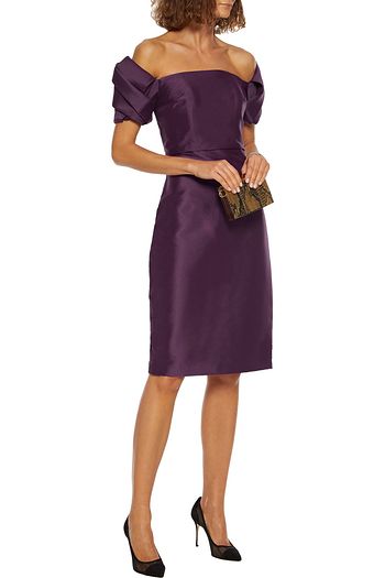 badgley mischka pleated gown