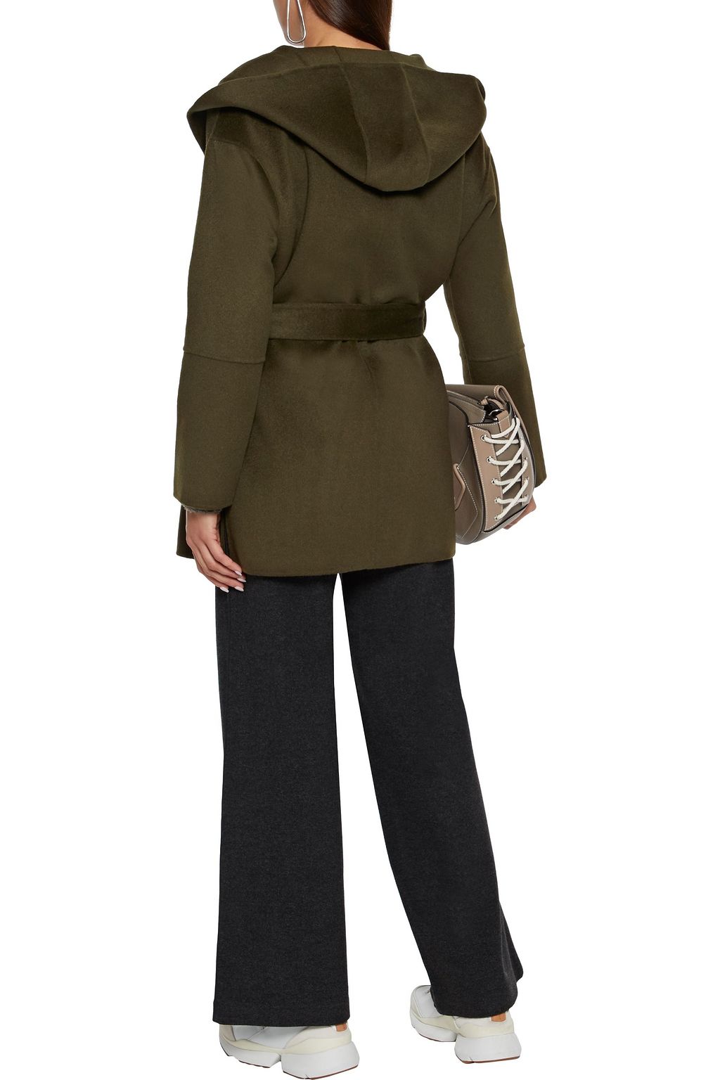 CHARLI Adine belted wool-felt wrap coat