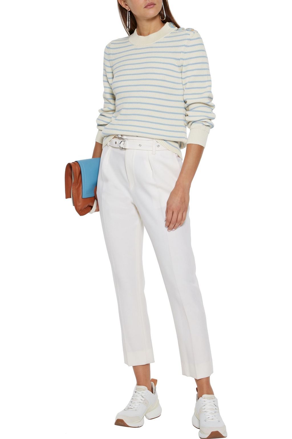 CHINTI & PARKER Button-detailed striped ribbed cotton sweater