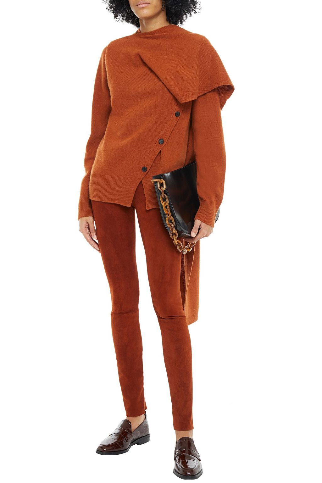 THE ROW Moto Cropped Leggings aus elastischem Veloursleder