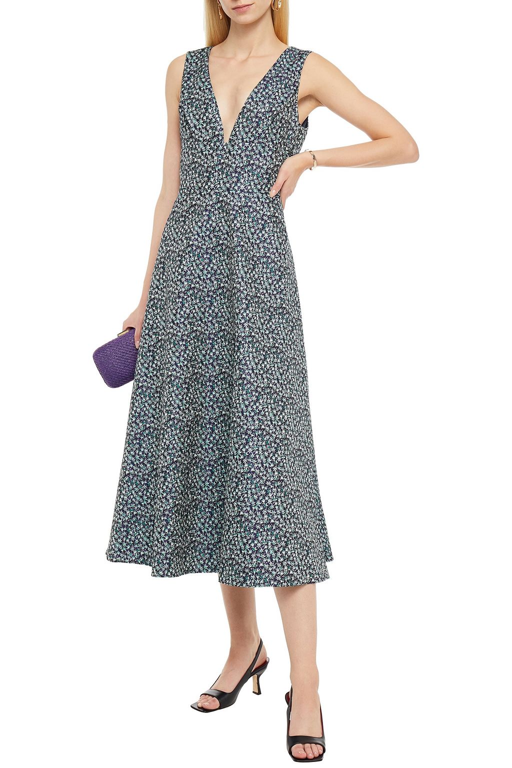 ML MONIQUE LHUILLIER Metallic jacquard midi dress