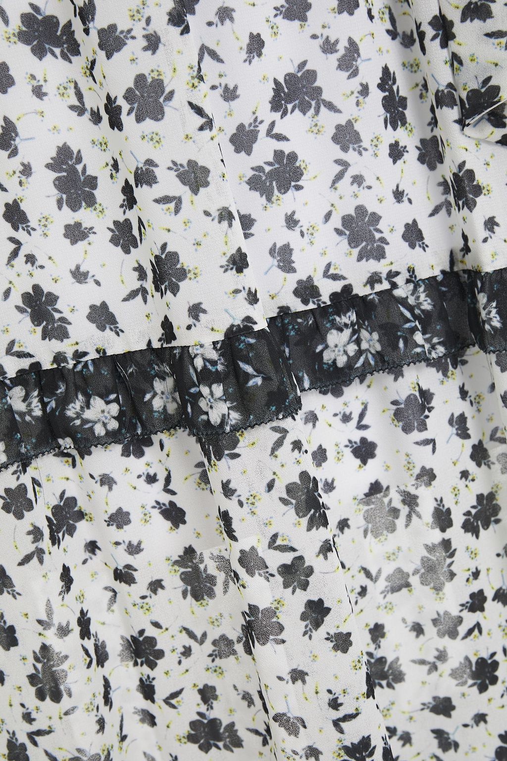 ML MONIQUE LHUILLIER Tiered ruffle-trimmed floral-print crepe midi dress