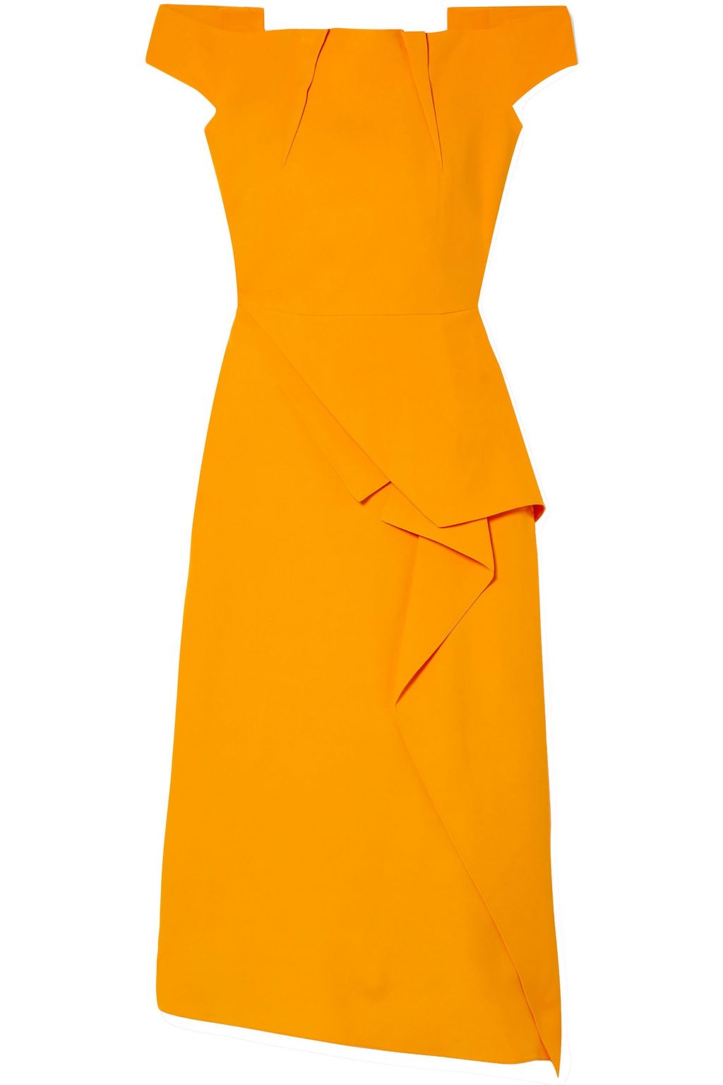 shoulder draped crepe midi dress ...