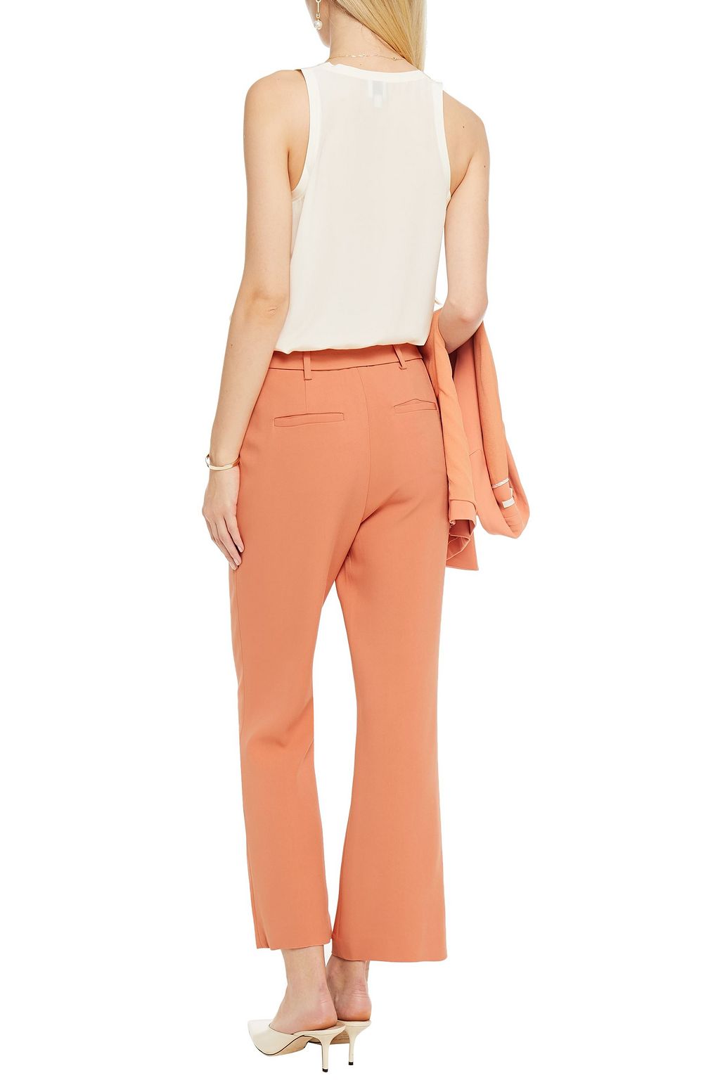 SIMKHAI Florence belted stretch-crepe kick-flare pants